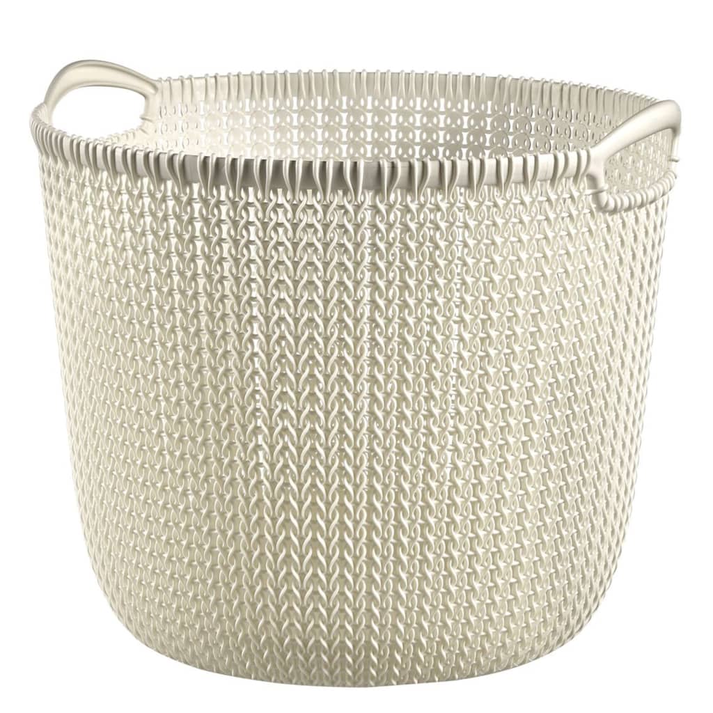 Storage Basket Knit Round L 30L Creamy White