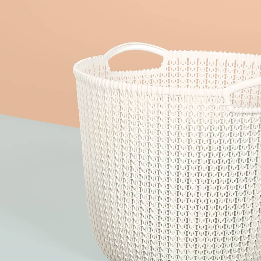 Storage Basket Knit Round L 30L Creamy White