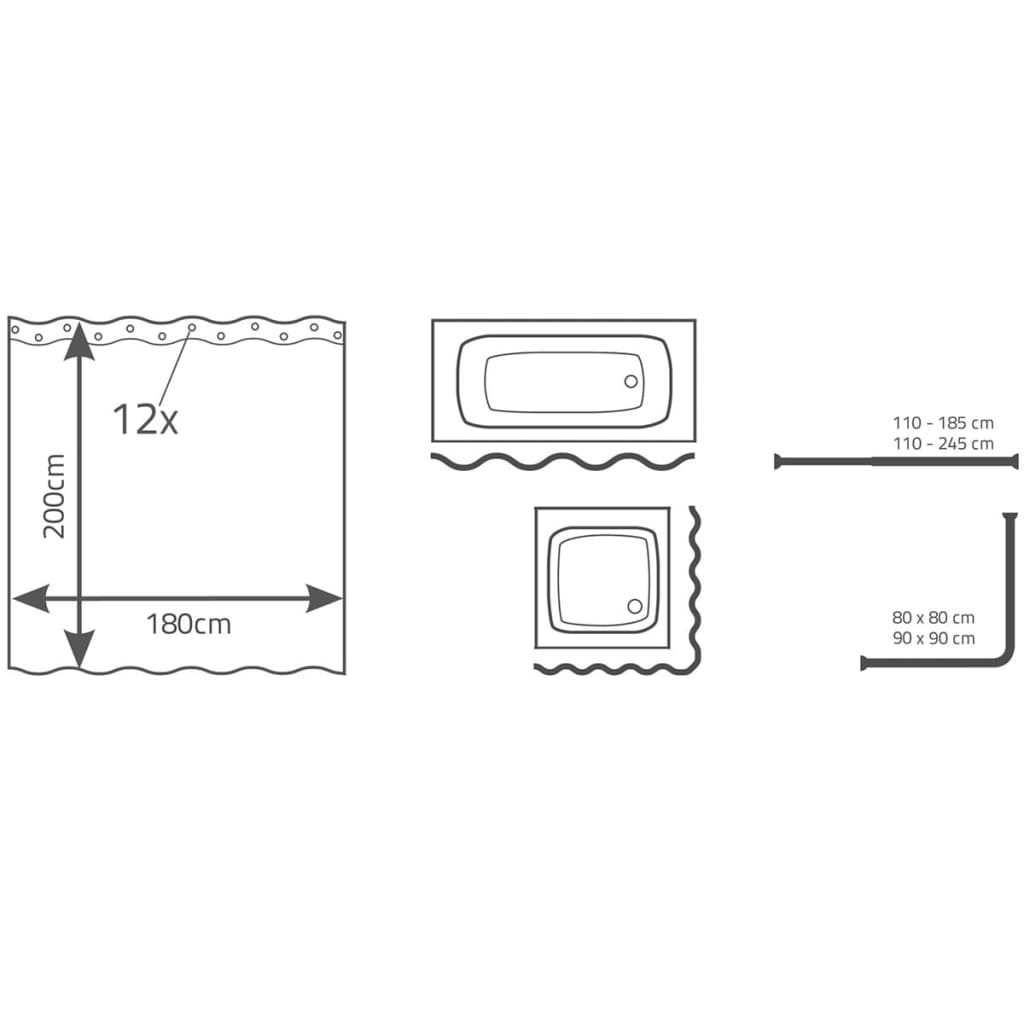 Shower Curtain Brilliant 180x200 cm