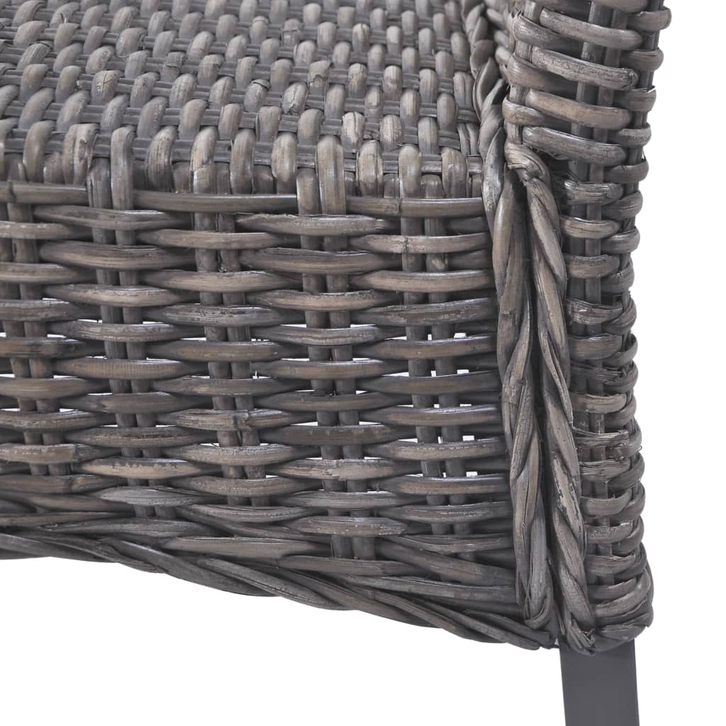Dining Chairs 2 pcs Brown Kubu Rattan and Mahogany Wood