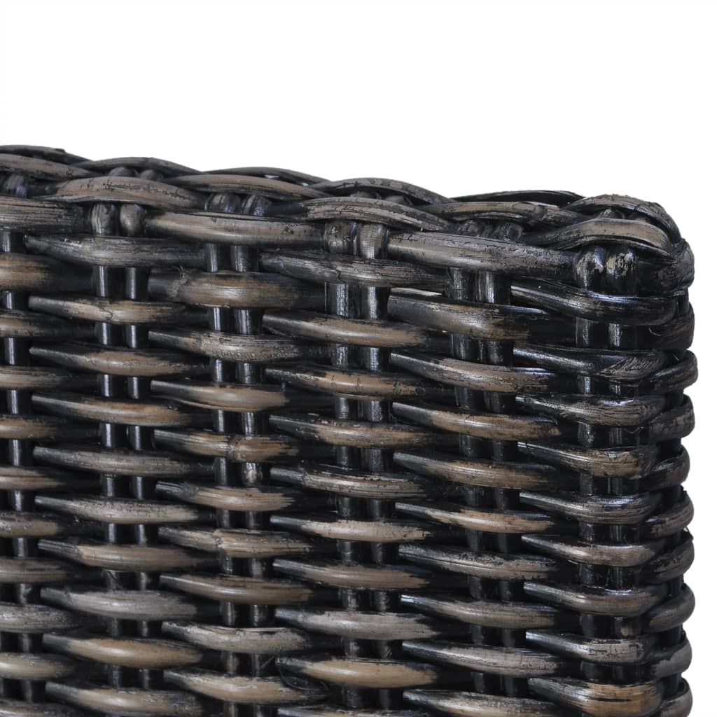 Dining Chairs 2 pcs Black Kubu Rattan and Mahogany Wood