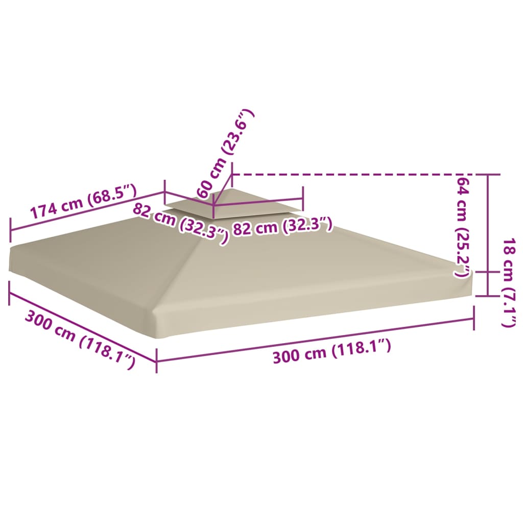 Gazebo Cover Canopy Replacement 310 g / m² Green 3 x 3 m