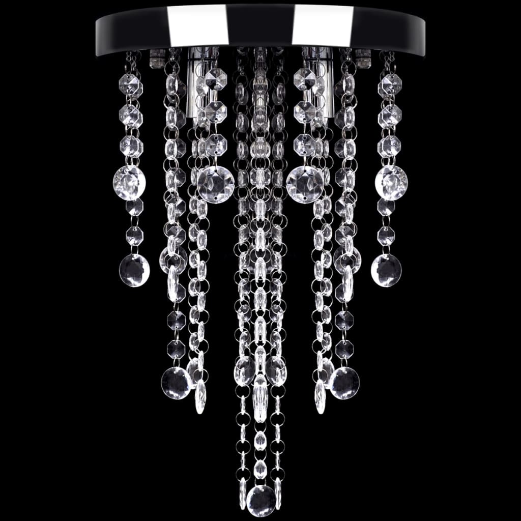 White Metal Ceiling Lamp with Crystal Beads