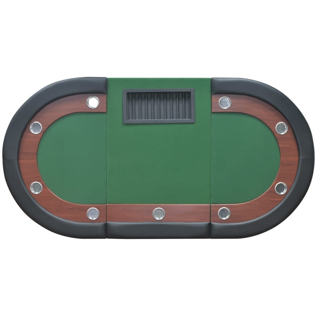 10-Player Poker Table with Dealer Area and Chip Tray Green