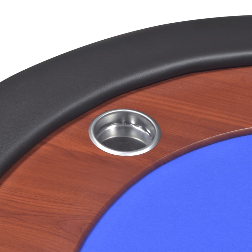 10-Player Poker Table with Dealer Area and Chip Tray Blue