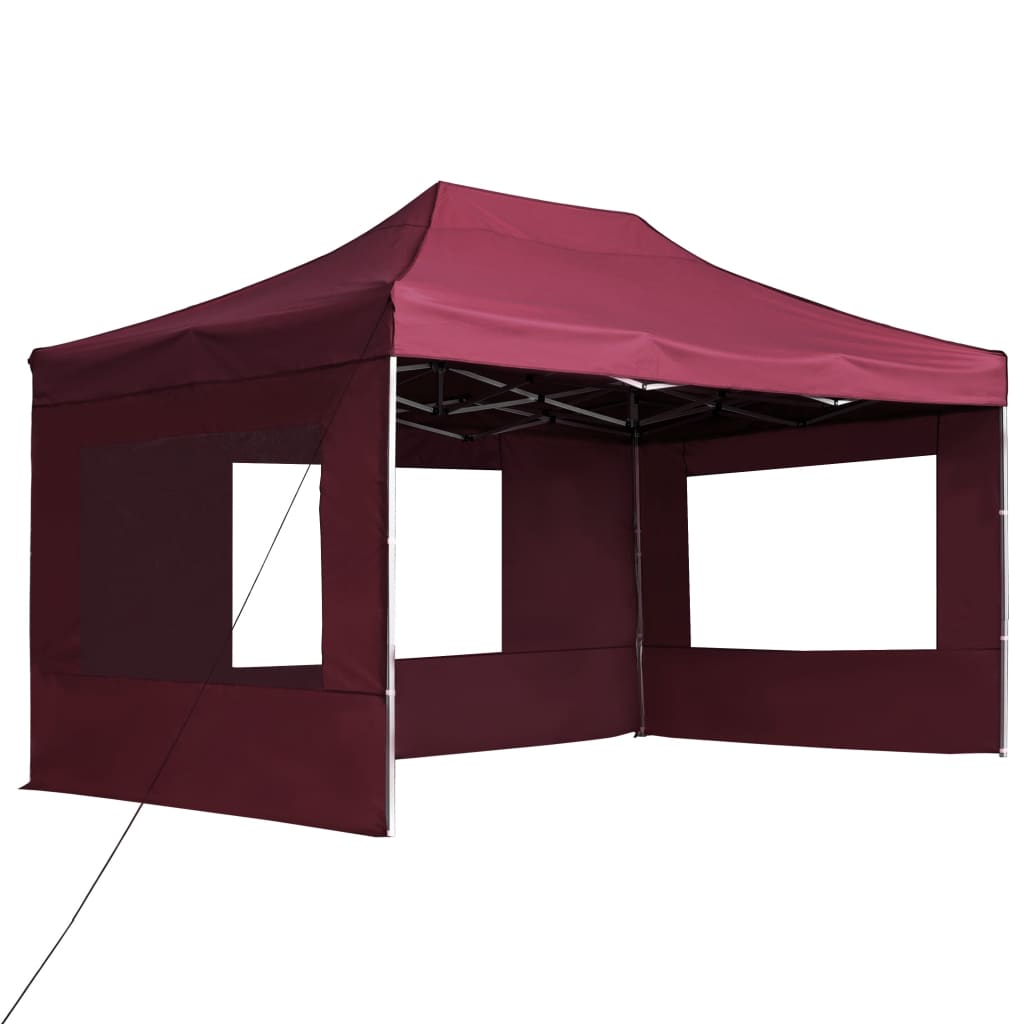 Professional Folding Party Tent with Walls Aluminium 4.5x3 m Wine Red