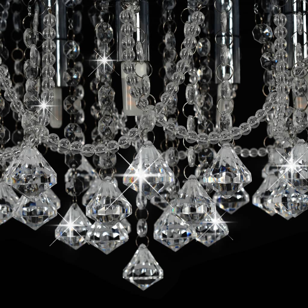 Ceiling Lamp with Crystal Beads Silver Round 4 x G9 Bulbs