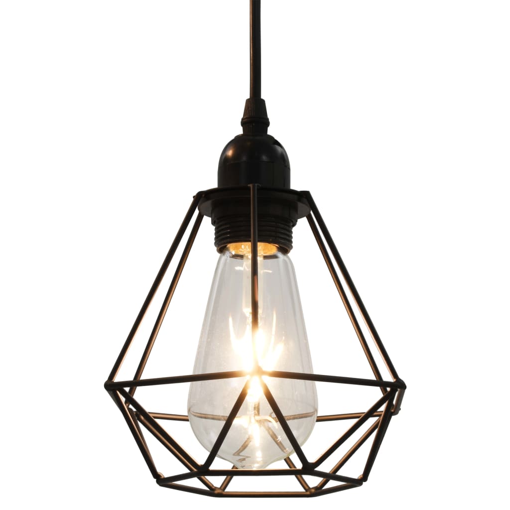 Ceiling Lamp with Diamond Design Black 3 x E27 Bulbs