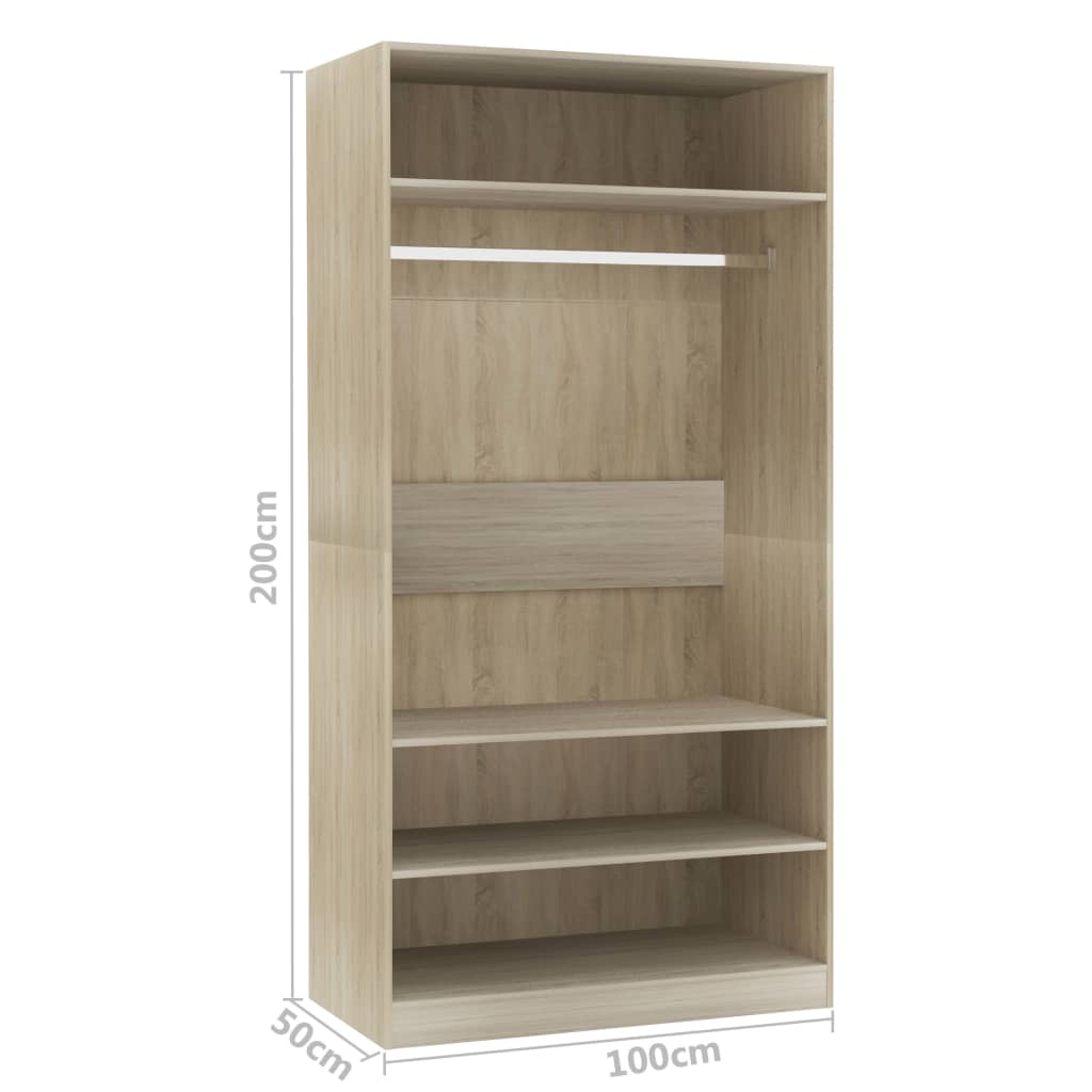 Wardrobe Sonoma Oak 100x50x200 cm Engineered Wood