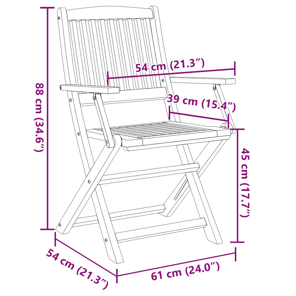 Folding Outdoor Chairs 2 pcs Solid Acacia Wood