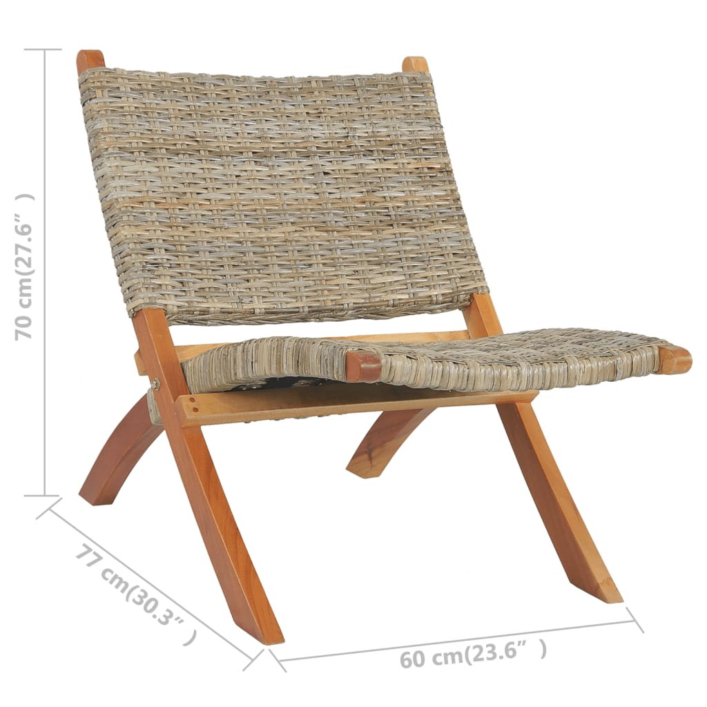 Relaxing Chair Natural Kubu Rattan and Solid Mahogany Wood