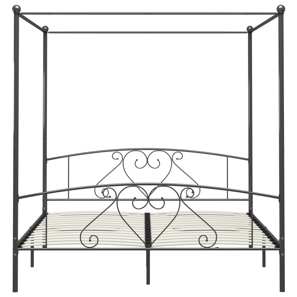 284446 vidaXL Canopy Bed Frame without Mattress Grey Metal 200x200 cm