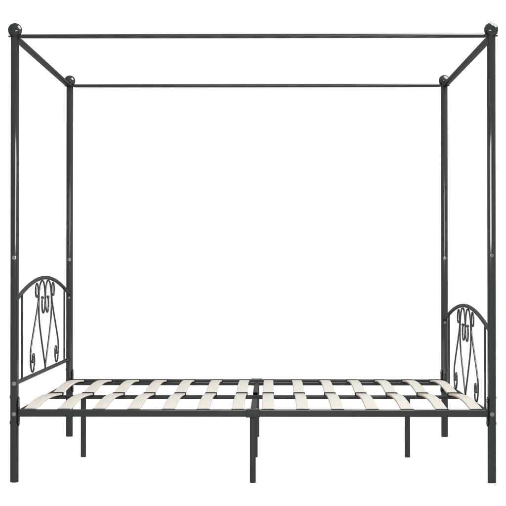 284446 vidaXL Canopy Bed Frame without Mattress Grey Metal 200x200 cm