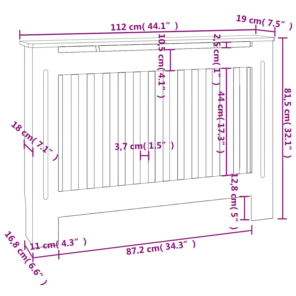 Radiator Cover Anthracite 112x19x81.5 cm MDF