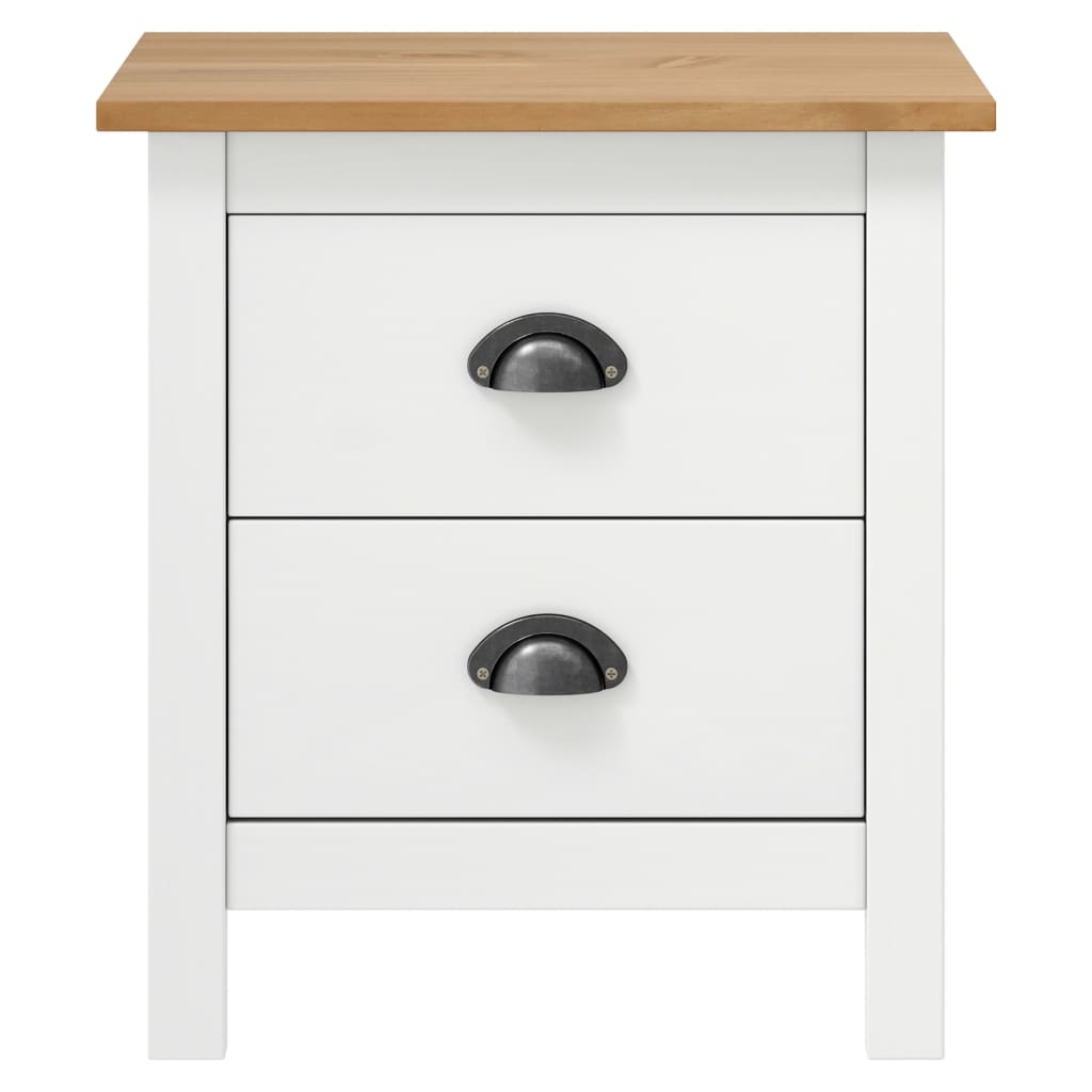 Bedside Cabinet Hill White 46x35x49.5 cm Solid Pine Wood