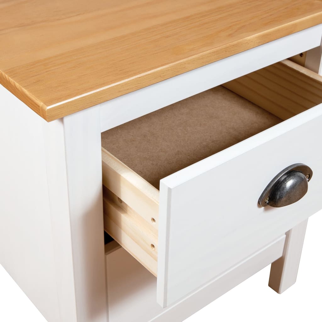 Bedside Cabinet Hill White 46x35x49.5 cm Solid Pine Wood