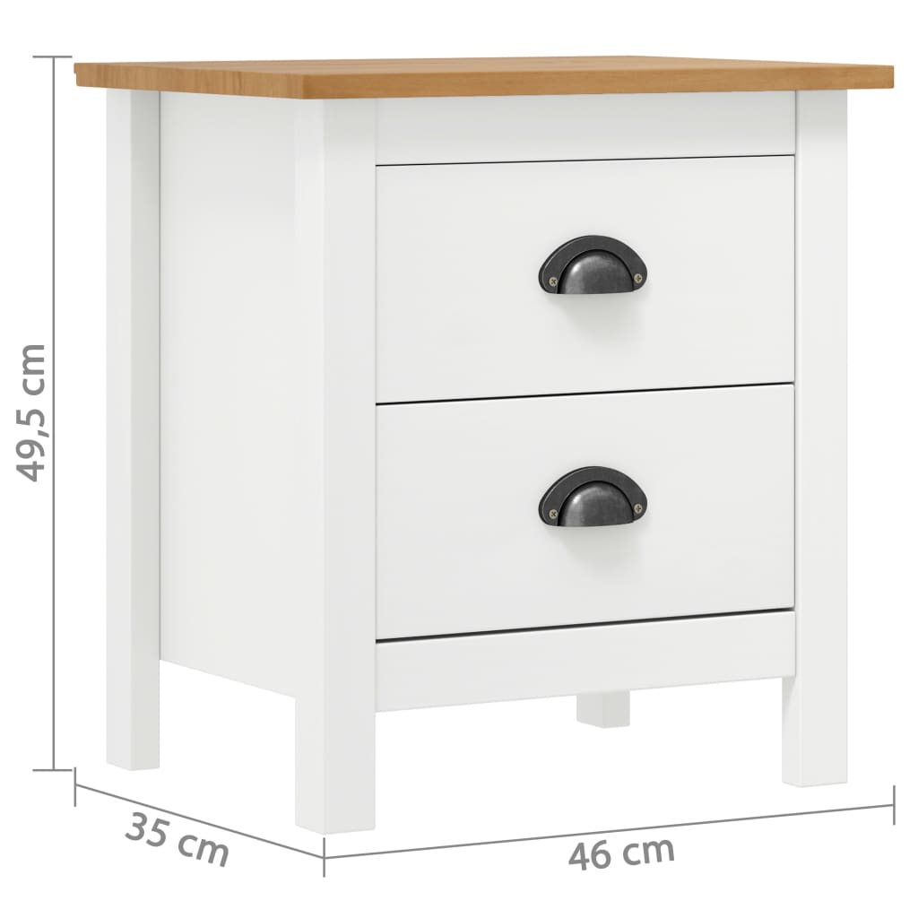 Bedside Cabinet Hill White 46x35x49.5 cm Solid Pine Wood