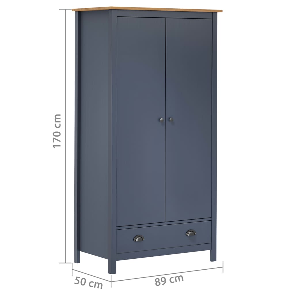 2-Door Wardrobe Hill Grey 89x50x170 cm Solid Pine Wood