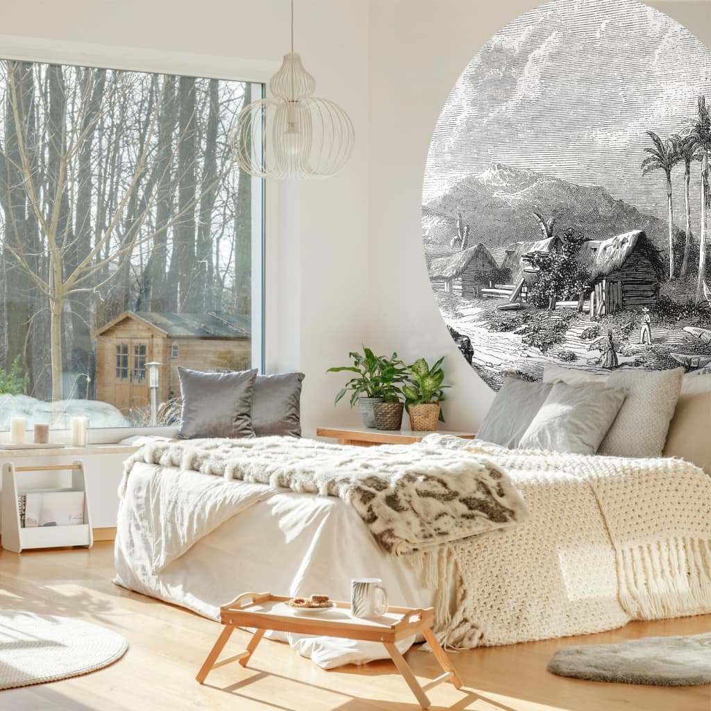 WallArt Wallpaper Circle Landscape of Guadeloupe 190 cm