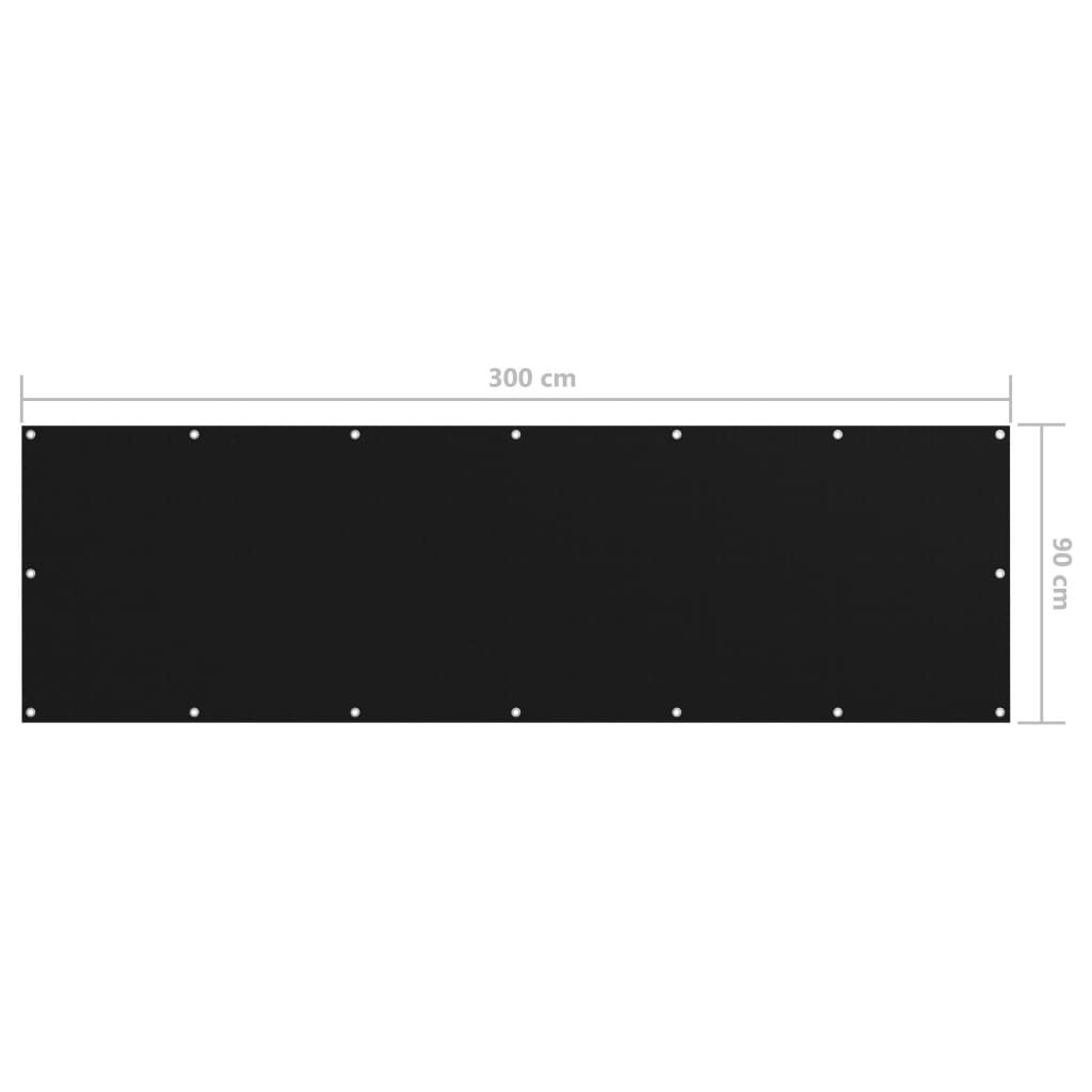 Balcony Screen Black 90x300 cm Oxford Fabric