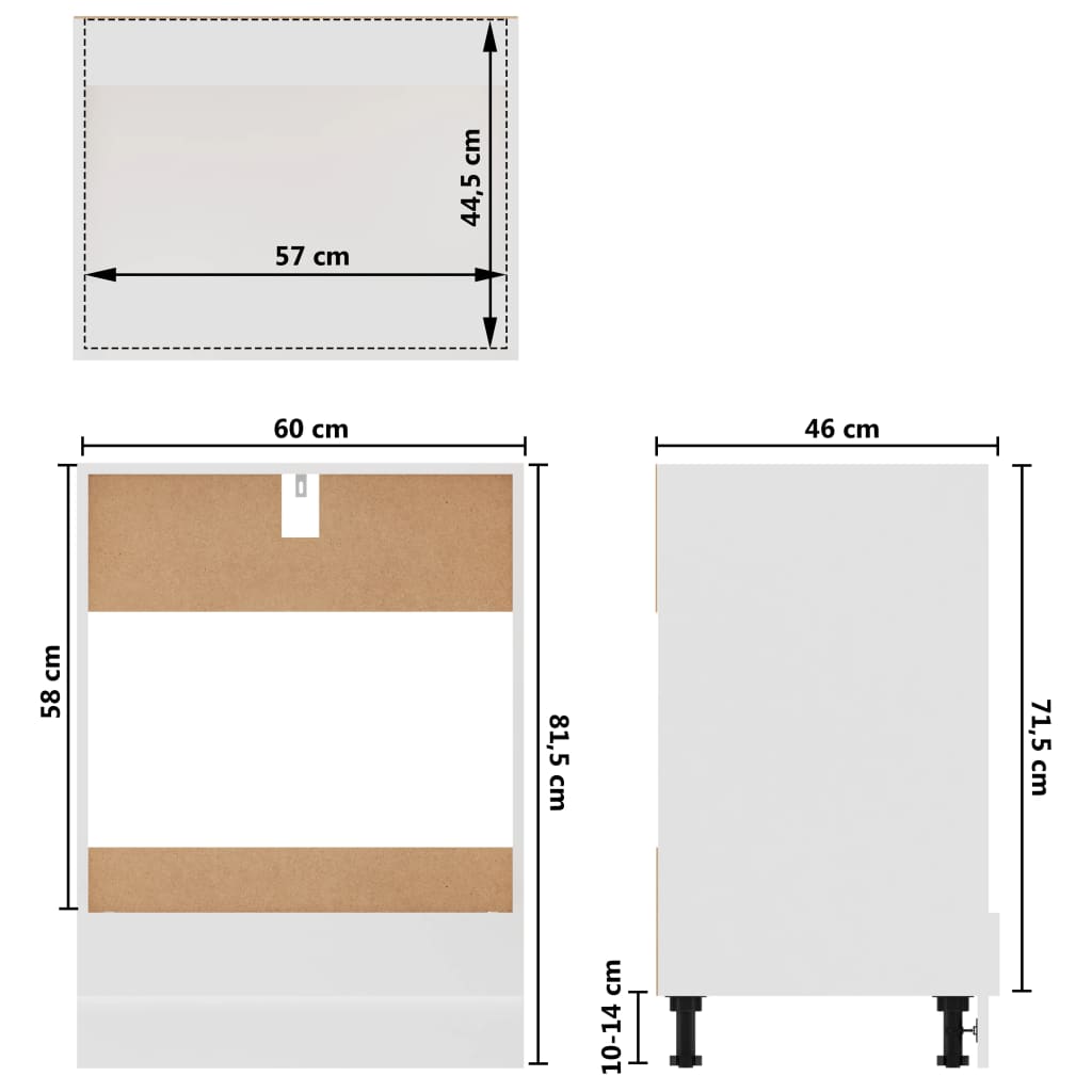 Oven Cabinet Lyon White 60x46x81.5 cm Engineered Wood
