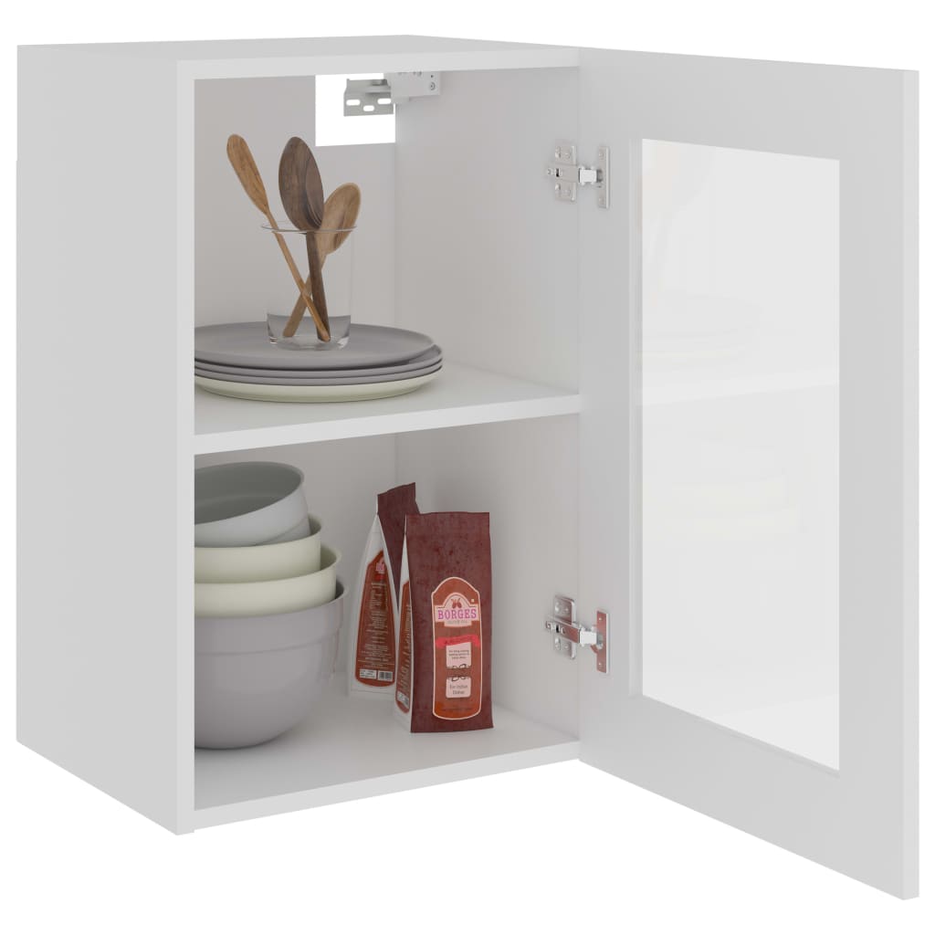 Hanging Glass Cabinet Lyon White 40x31x60 cm Engineered Wood