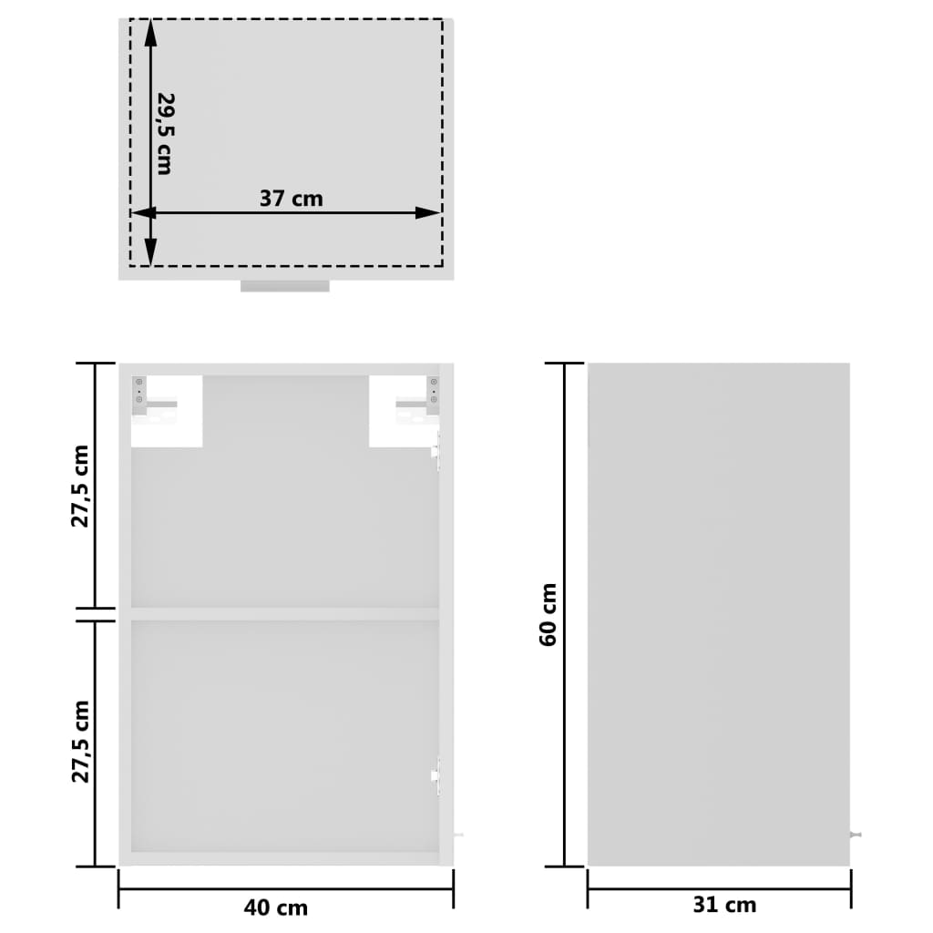 Hanging Glass Cabinet Lyon White 40x31x60 cm Engineered Wood
