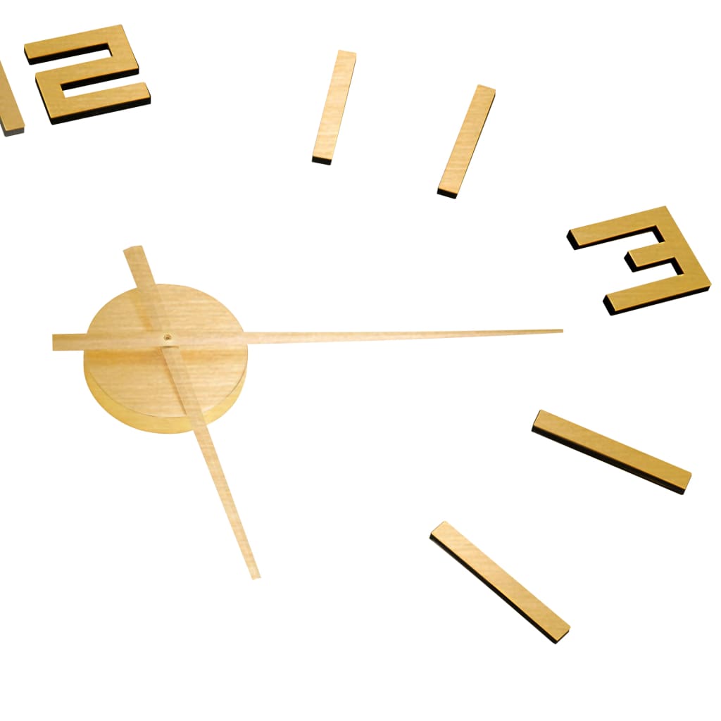 3D Wall Clock Modern Design Gold 100 cm XXL