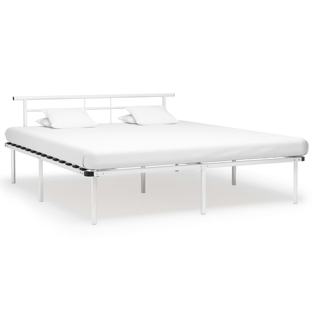 Bed Frame without Mattress White Metal 200x200cm