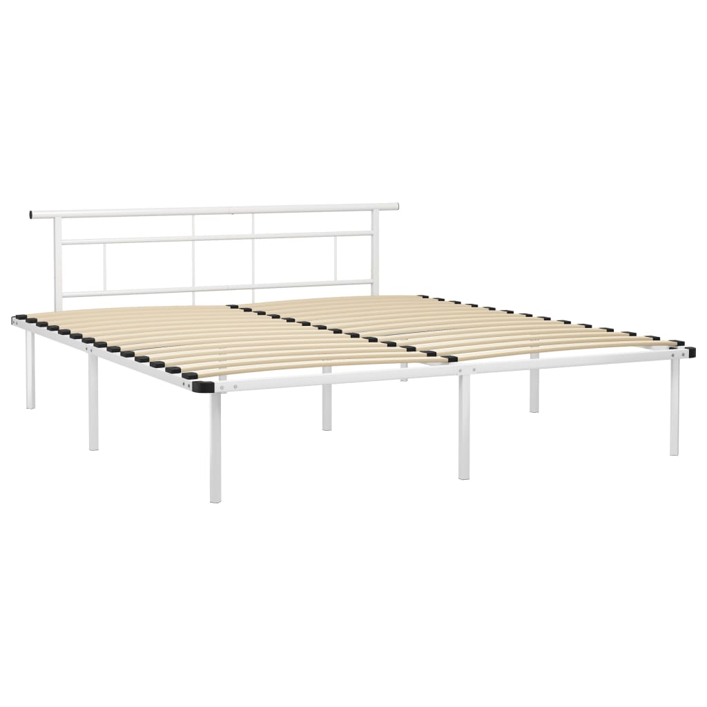 Bed Frame without Mattress White Metal 200x200cm