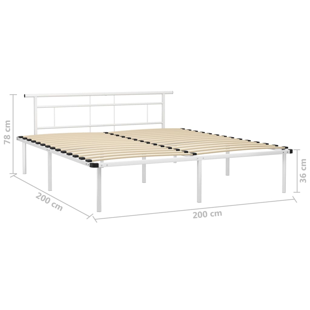Bed Frame without Mattress White Metal 200x200cm