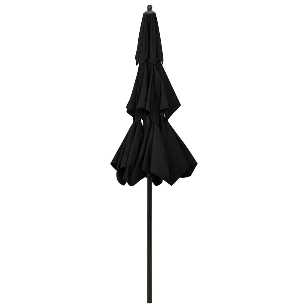 3-Tier Garden Parasol with Aluminium Pole Black 2.5 m