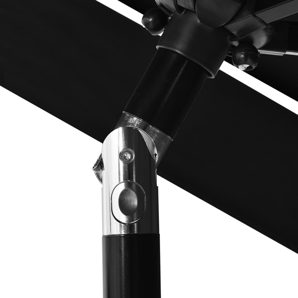 3-Tier Garden Parasol with Aluminium Pole Black 2.5 m