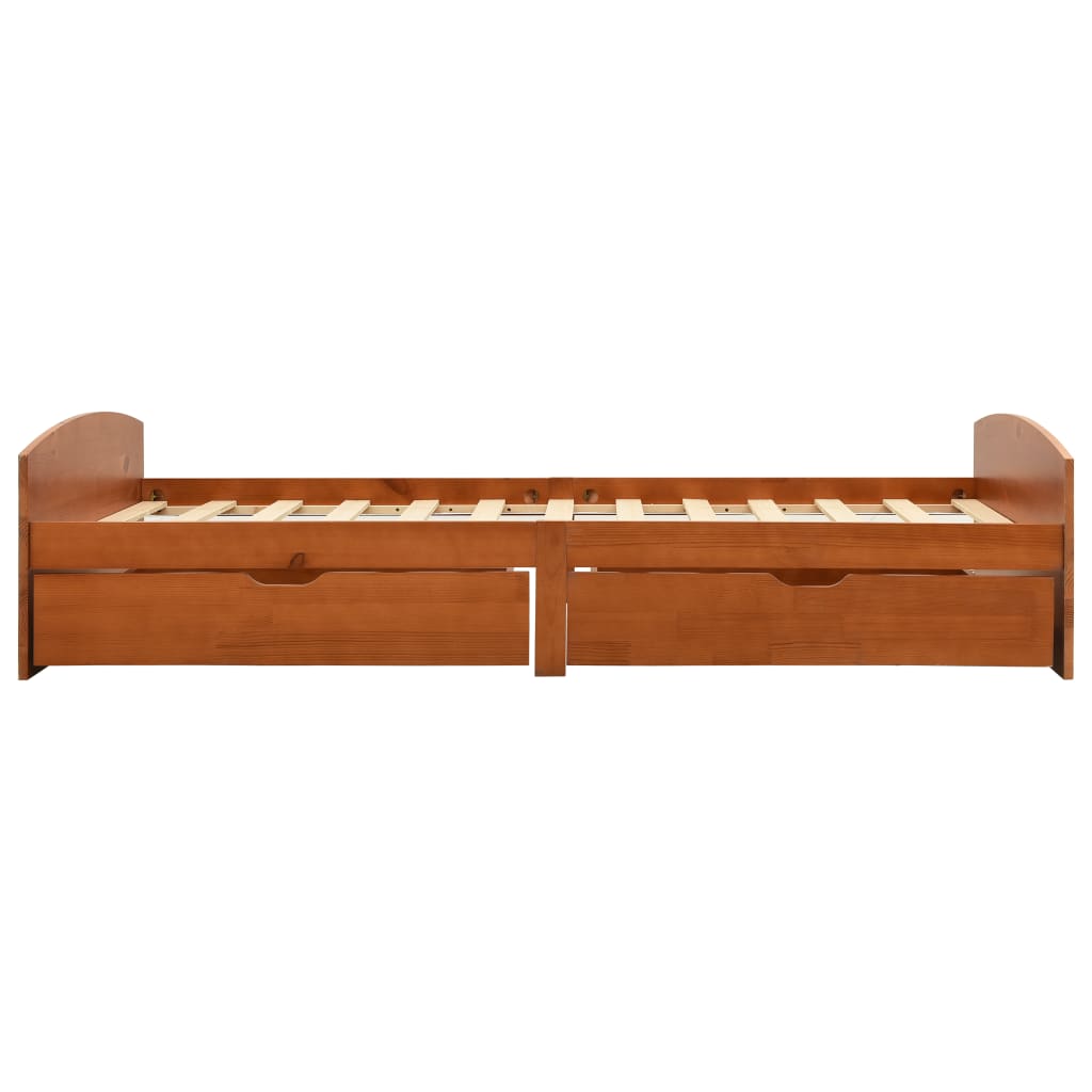 Bed Frame with 2 Drawers without Mattress Honey Brown 90x200 cm