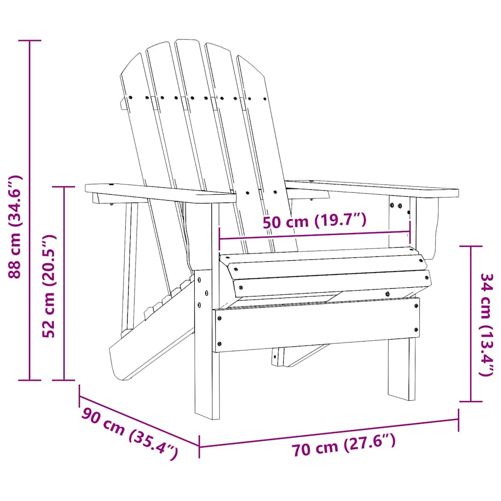 Garden Adirondack Chair Solid Fir Wood Green