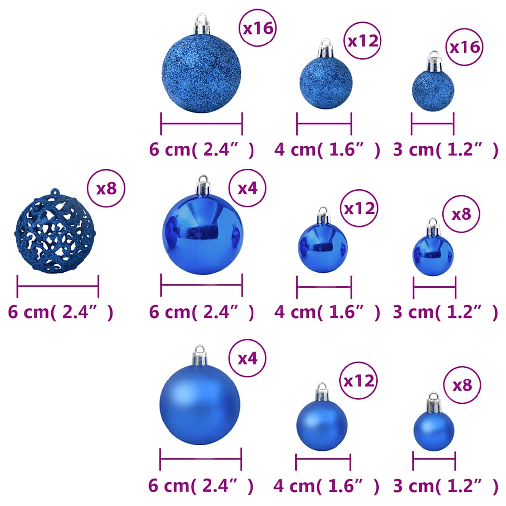 100 Piece Christmas Ball Set Blue