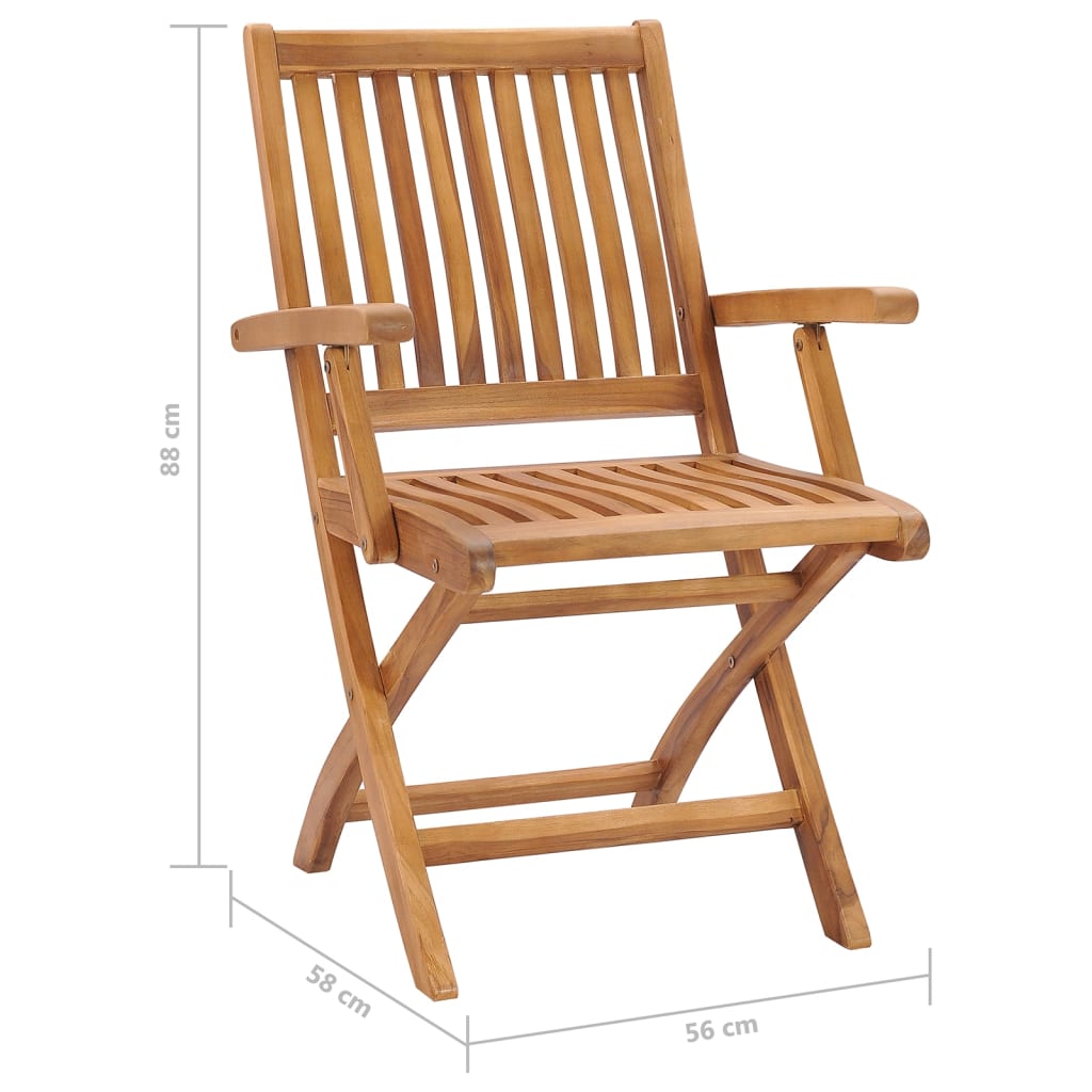 Folding Garden Chairs 6 pcs Solid Teak Wood