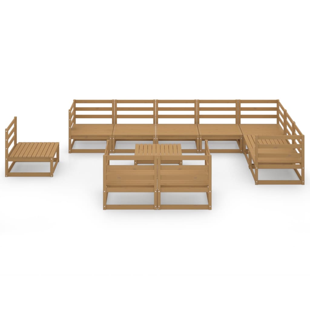 11 Piece Garden Lounge Set Honey Brown Solid Pinewood