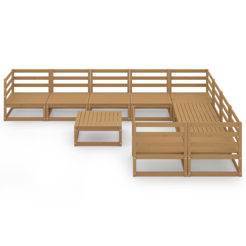 10 Piece Garden Lounge Set Solid Pinewood