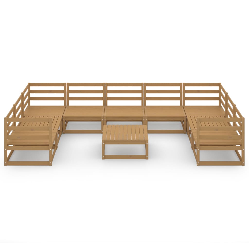 10 Piece Garden Lounge Set Solid Pinewood