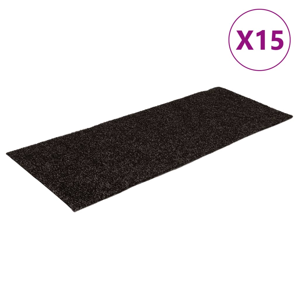 Stair Mats Self-adhesive 15 pcs 60x25 cm Brown Rectangular