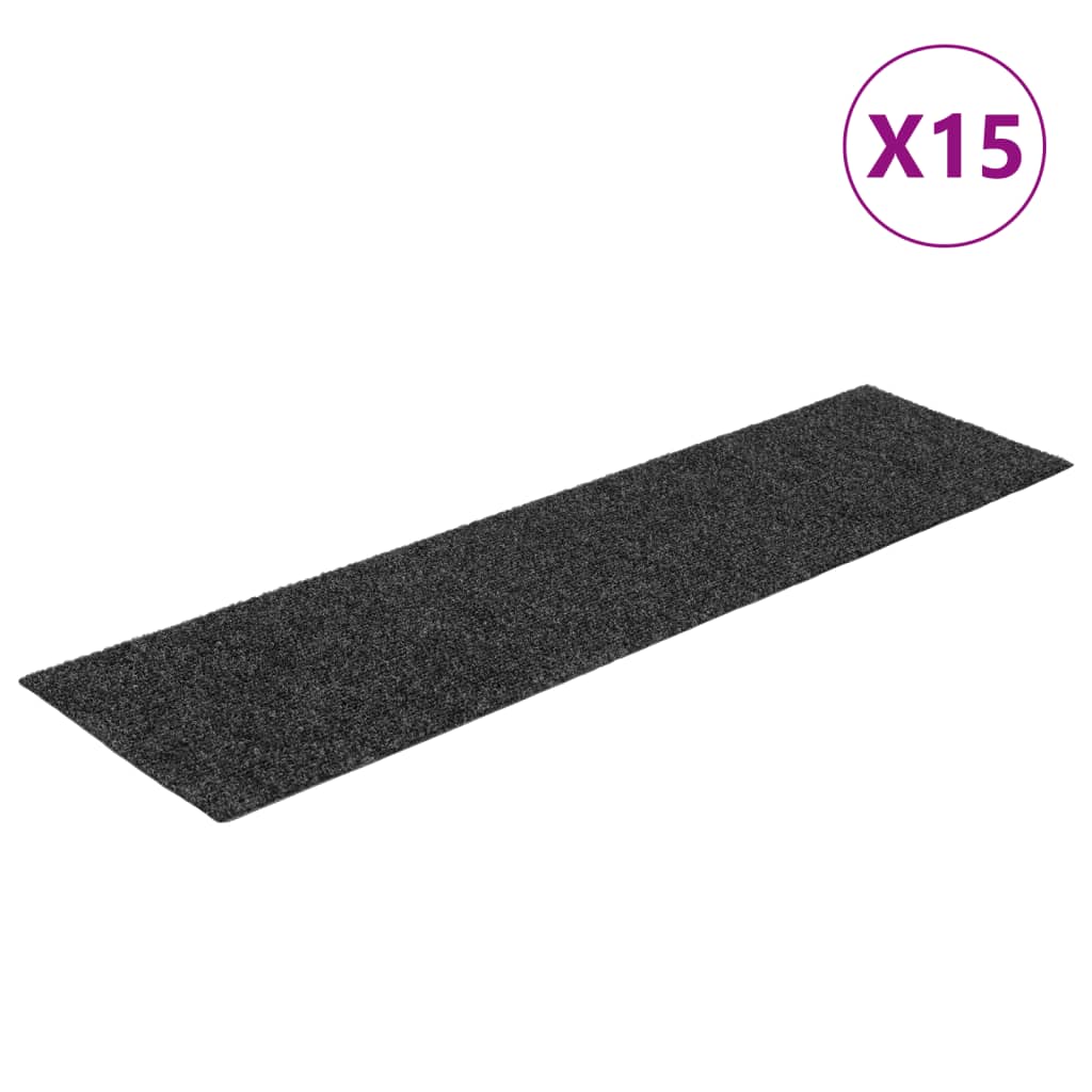 Stair Mats Self-adhesive 15 pcs 76x20 cm Anthracite Rectangular