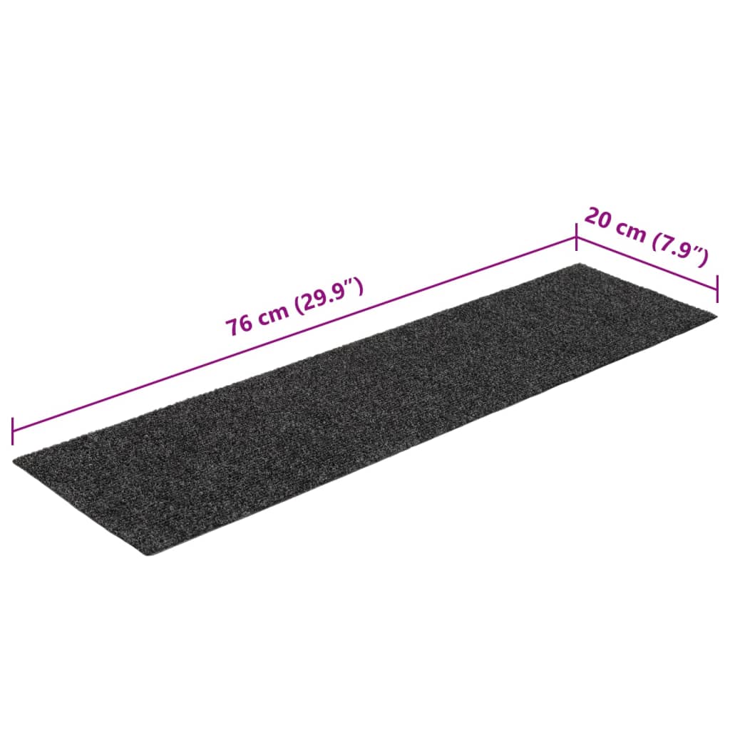 Stair Mats Self-adhesive 15 pcs 76x20 cm Anthracite Rectangular