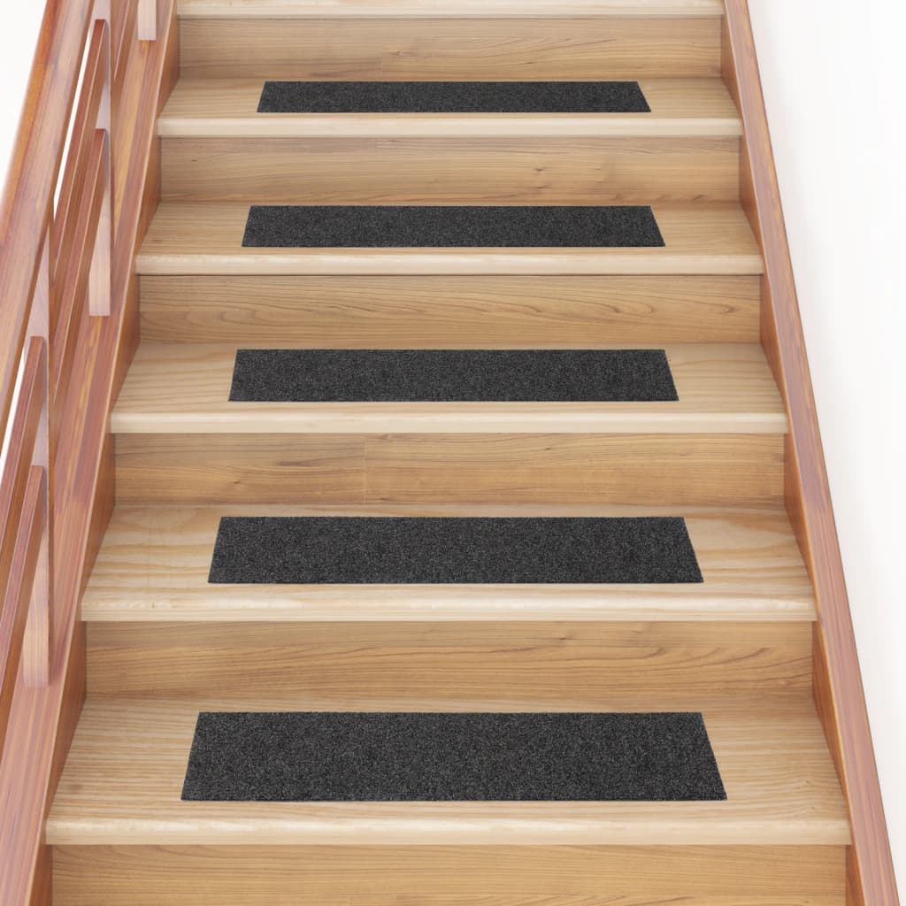 Stair Mats Self-adhesive 15 pcs 76x20 cm Anthracite Rectangular