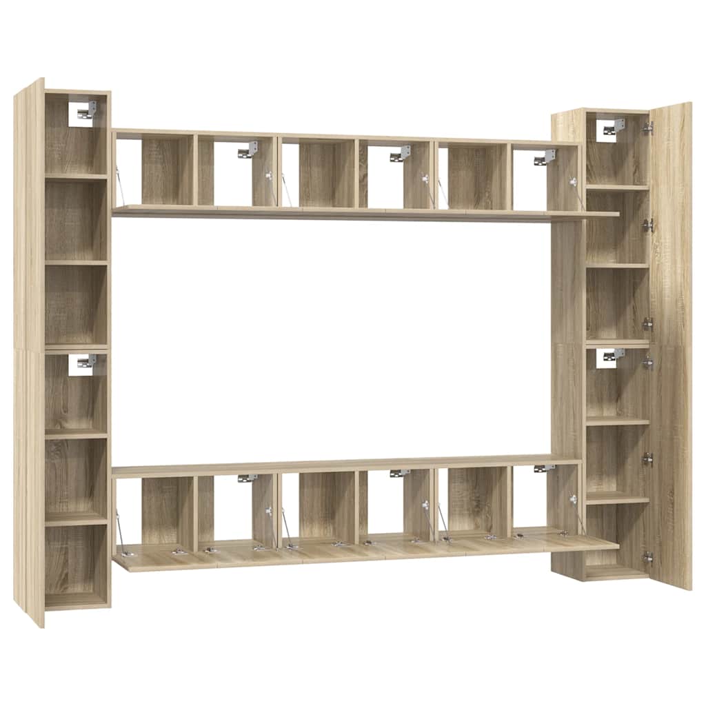 10 Piece TV Cabinet Set Sonoma Oak Engineered Wood