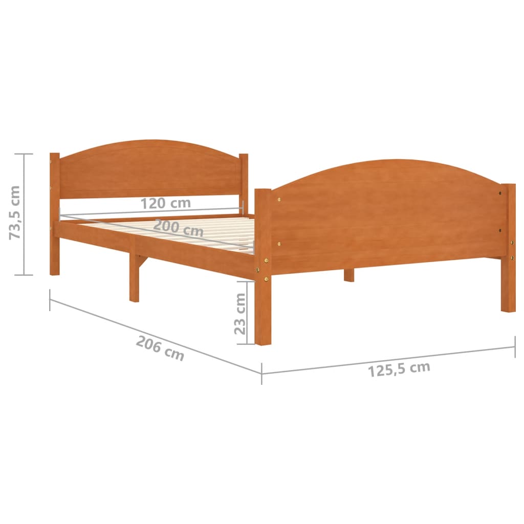 Bed Frame without Mattress Honey Brown Solid Pine Wood 120x200cm