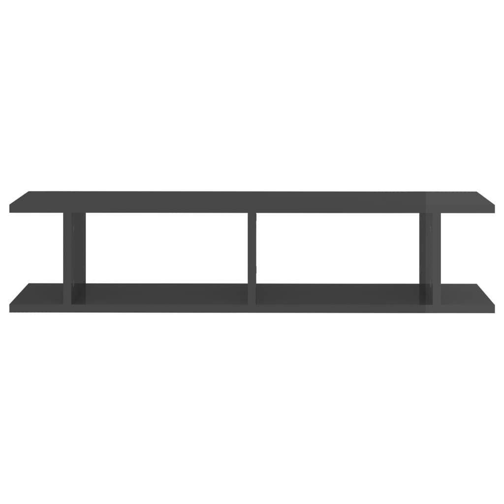 Wall Shelf 2 pcs High Gloss Grey 90x18x20 cm Engineered Wood