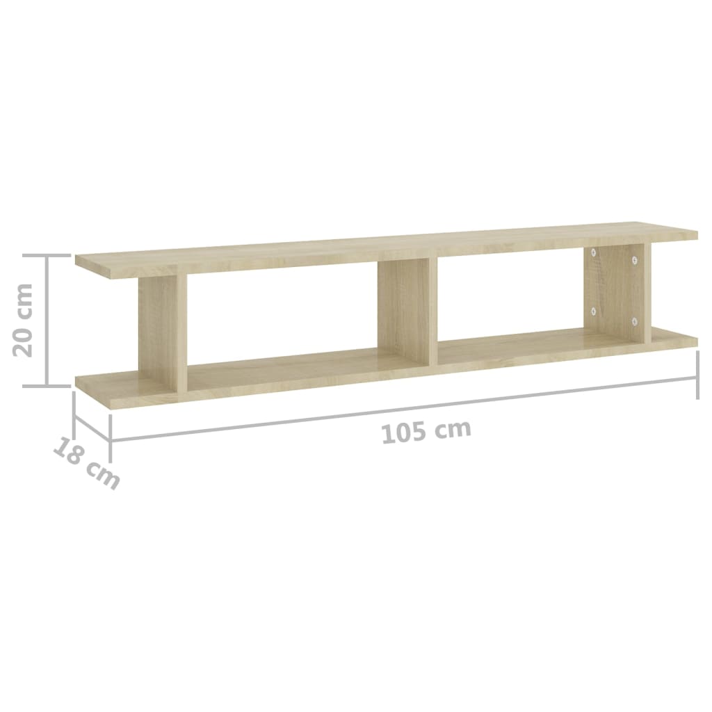 Wall Shelf 2 pcs Sonoma Oak 105x18x20 cm Engineered Wood