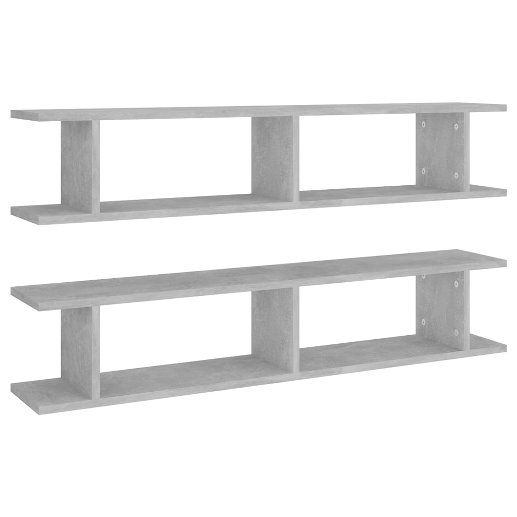 Wall Shelf 2 pcs Concrete Grey 105x18x20 cm Engineered Wood