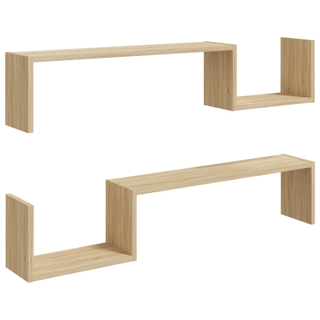 Wall Shelf 2 pcs Sonoma Oak 100x15x20 cm Engineered Wood